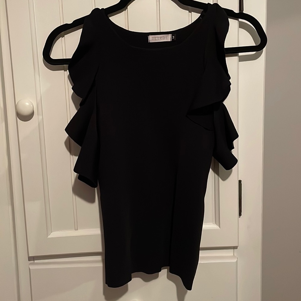 BLUSH Black Ruffle Womens Tank Top
